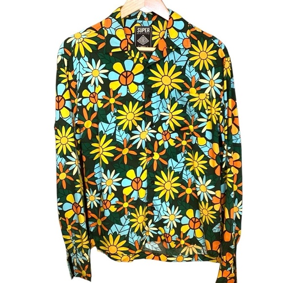 Super Massive Men’s Rayon Moongarden Button Down Shirt, Size Small - Picture 8 of 10